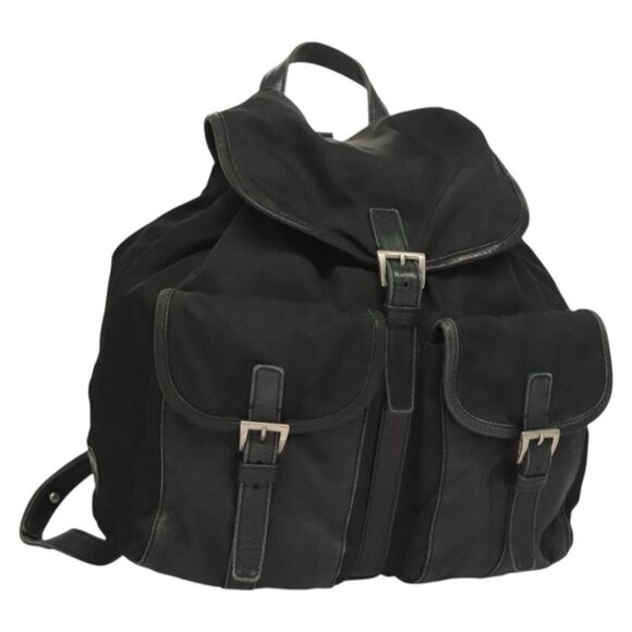 PRADA Backpack Nylon Black Silver Auth 127190 - Picture 1 of 16